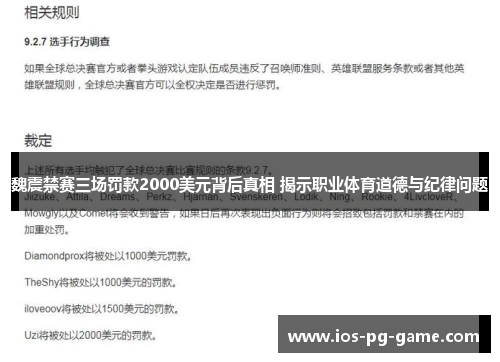 魏震禁赛三场罚款2000美元背后真相 揭示职业体育道德与纪律问题